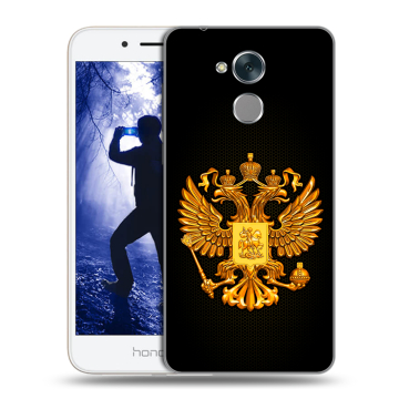 Силиконовый противоударный чехол на Huawei Honor 6A с принтом Герб России желтый Силиконовый противоударный чехол на Huawei Honor 6A с принтом Герб России желтый