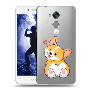 Силиконовый противоударный чехол на Huawei Honor 6A с принтом Корги