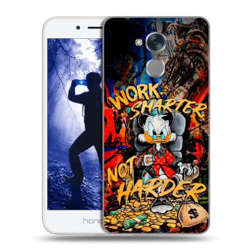 Силиконовый противоударный чехол на Huawei Honor 6A с принтом Дональд Дак Деньги Силиконовый противоударный чехол на Huawei Honor 6A с принтом Дональд Дак Деньги