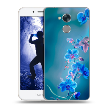 Силиконовый противоударный чехол на Huawei Honor 6A с принтом Голубые цветы