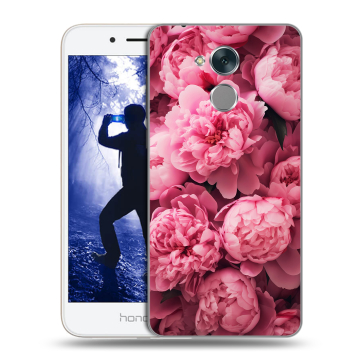 Силиконовый противоударный чехол на Huawei Honor 6A с принтом цветы пионы