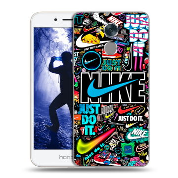 Силиконовый противоударный чехол на Huawei Honor 6A с принтом найк nike черный Силиконовый противоударный чехол на Huawei Honor 6A с принтом найк nike черный