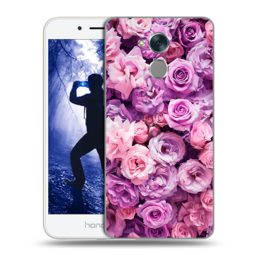 Силиконовый противоударный чехол на Huawei Honor 6A с принтом лавандовые розы Силиконовый противоударный чехол на Huawei Honor 6A с принтом лавандовые розы
