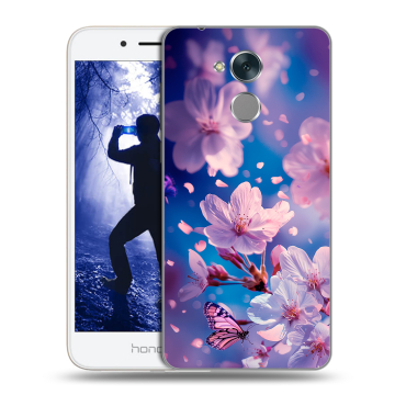 Силиконовый противоударный чехол на Huawei Honor 6A с принтом цветы бабочки