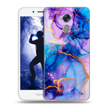 Силиконовый противоударный чехол на Huawei Honor 6A с принтом синий мрамор Силиконовый противоударный чехол на Huawei Honor 6A с принтом синий мрамор