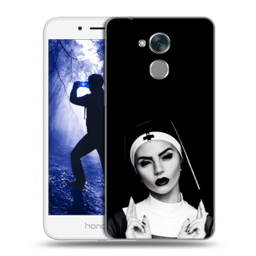 Силиконовый противоударный чехол на Huawei Honor 6A с принтом монашка