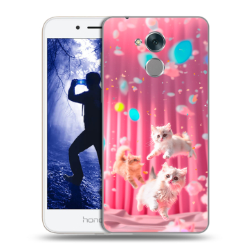 Силиконовый противоударный чехол на Huawei Honor 6A с принтом милые котики Силиконовый противоударный чехол на Huawei Honor 6A с принтом милые котики