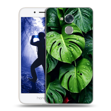 Силиконовый противоударный чехол на Huawei Honor 6A с принтом Листья