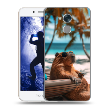Силиконовый противоударный чехол на Huawei Honor 6A с принтом Капибара Силиконовый противоударный чехол на Huawei Honor 6A с принтом Капибара