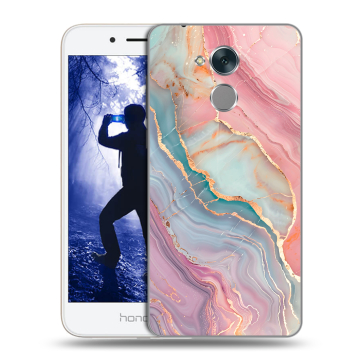 Силиконовый противоударный чехол на Huawei Honor 6A с принтом розовый мрамор Силиконовый противоударный чехол на Huawei Honor 6A с принтом розовый мрамор