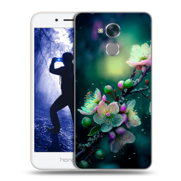 Силиконовый противоударный чехол на Huawei Honor 6A с принтом Цветы и мрамор