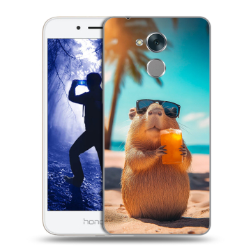 Силиконовый противоударный чехол на Huawei Honor 6A с принтом Капибара