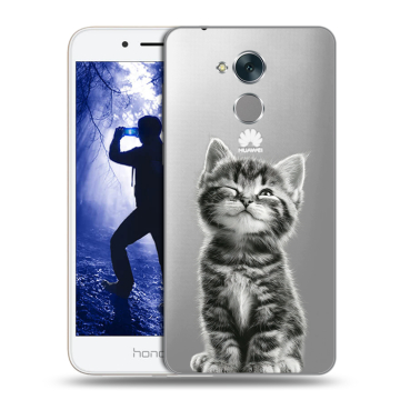 Силиконовый противоударный чехол на Huawei Honor 6A с принтом Котенок