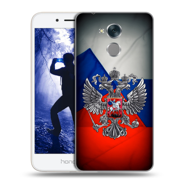 Силиконовый противоударный чехол на Huawei Honor 6A с принтом Флаг России Силиконовый противоударный чехол на Huawei Honor 6A с принтом Флаг России