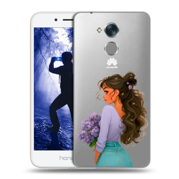 Силиконовый противоударный чехол на Huawei Honor 6A с принтом девушка цветы Силиконовый противоударный чехол на Huawei Honor 6A с принтом девушка цветы