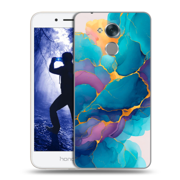 Силиконовый противоударный чехол на Huawei Honor 6A с принтом Мрамор блестки Силиконовый противоударный чехол на Huawei Honor 6A с принтом Мрамор блестки