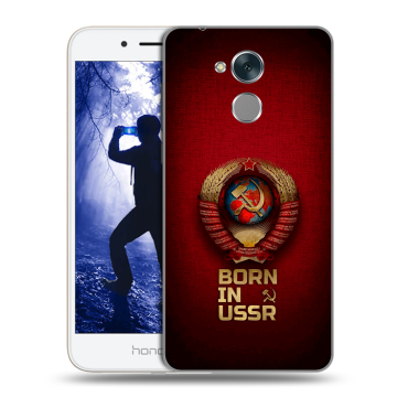 Силиконовый противоударный чехол на Huawei Honor 6A с принтом Флаг Герб СССР Силиконовый противоударный чехол на Huawei Honor 6A с принтом Флаг Герб СССР