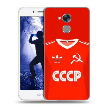 Силиконовый противоударный чехол на Huawei Honor 6A с принтом Флаг Герб СССР Силиконовый противоударный чехол на Huawei Honor 6A с принтом Флаг Герб СССР