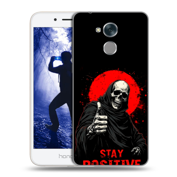 Силиконовый противоударный чехол на Huawei Honor 6A с принтом смешной скелет Силиконовый противоударный чехол на Huawei Honor 6A с принтом смешной скелет