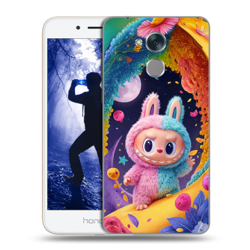 Силиконовый противоударный чехол на Huawei Honor 6A с принтом Labubu Лабубу Силиконовый противоударный чехол на Huawei Honor 6A с принтом Labubu Лабубу