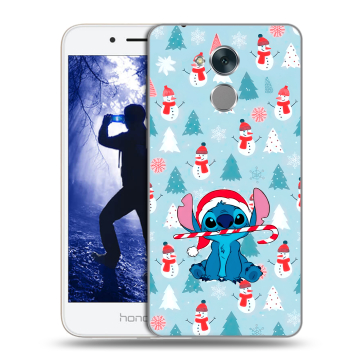 Силиконовый противоударный чехол на Huawei Honor 6A с принтом Стич Новый год Силиконовый противоударный чехол на Huawei Honor 6A с принтом Стич Новый год