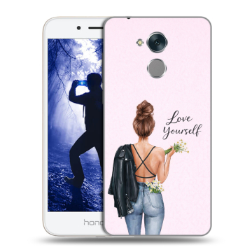 Силиконовый противоударный чехол на Huawei Honor 6A с принтом женский