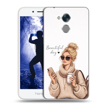 Силиконовый противоударный чехол на Huawei Honor 6A с принтом женский