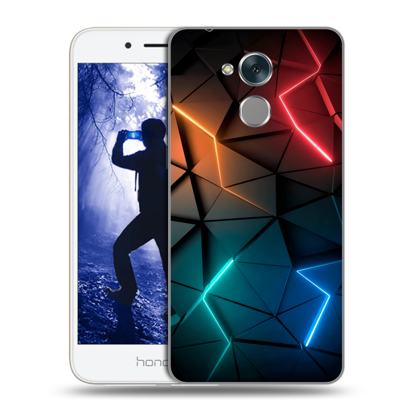 Силиконовый противоударный чехол на Huawei Honor 6A с принтом Абстракция неон Силиконовый противоударный чехол на Huawei Honor 6A с принтом Абстракция неон