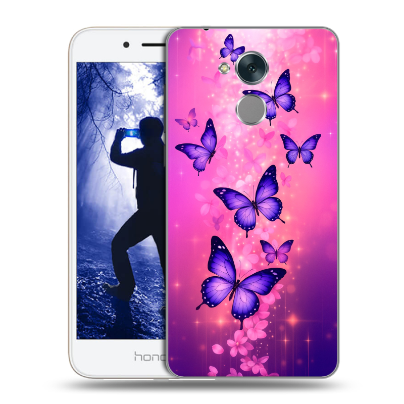 Силиконовый противоударный чехол на Huawei Honor 6A с принтом Бабочки Силиконовый противоударный чехол на Huawei Honor 6A с принтом Бабочки