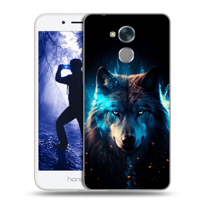 Силиконовый противоударный чехол на Huawei Honor 6A с принтом Волк ночной Силиконовый противоударный чехол на Huawei Honor 6A с принтом Волк ночной