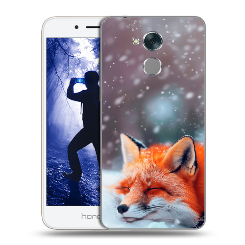 Силиконовый противоударный чехол на Huawei Honor 6A с принтом лиса Силиконовый противоударный чехол на Huawei Honor 6A с принтом лиса