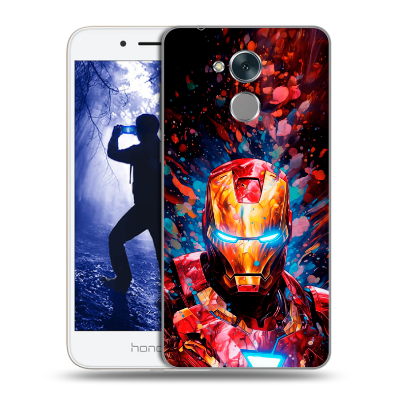 Силиконовый противоударный чехол на Huawei Honor 6A с принтом Железный человек Ironman Силиконовый противоударный чехол на Huawei Honor 6A с принтом Железный человек Ironman