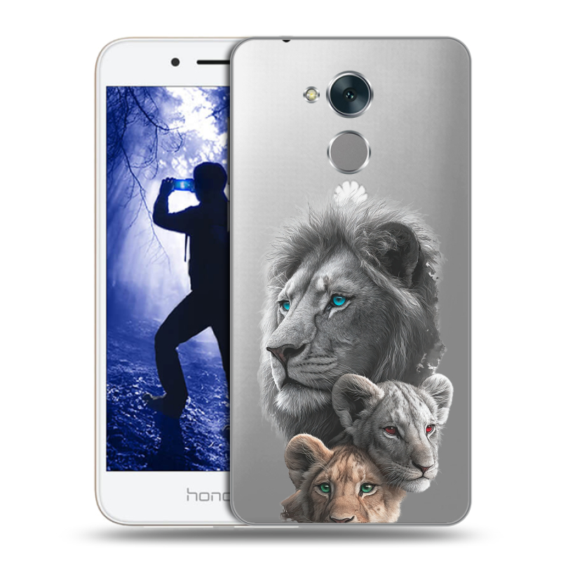 Силиконовый противоударный чехол на Huawei Honor 6A с принтом Львы Силиконовый противоударный чехол на Huawei Honor 6A с принтом Львы