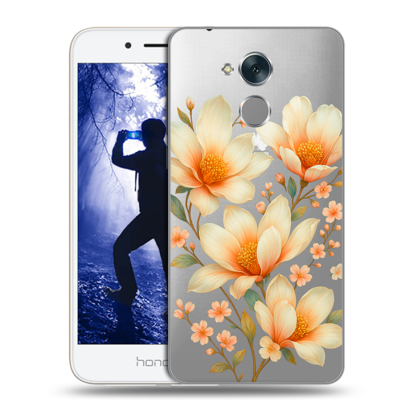 Силиконовый противоударный чехол на Huawei Honor 6A с принтом Цветы Силиконовый противоударный чехол на Huawei Honor 6A с принтом Цветы