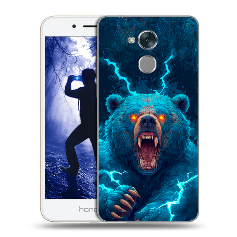 Силиконовый противоударный чехол на Huawei Honor 6A с принтом Медведь Силиконовый противоударный чехол на Huawei Honor 6A с принтом Медведь