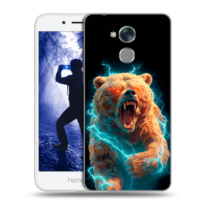 Силиконовый противоударный чехол на Huawei Honor 6A с принтом Медведь Силиконовый противоударный чехол на Huawei Honor 6A с принтом Медведь