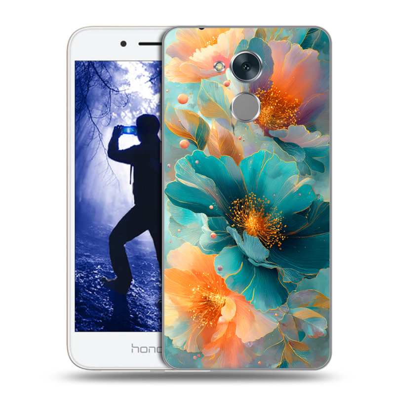 Силиконовый противоударный чехол на Huawei Honor 6A с принтом Цветы Силиконовый противоударный чехол на Huawei Honor 6A с принтом Цветы