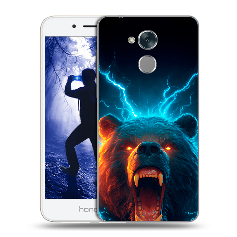 Силиконовый противоударный чехол на Huawei Honor 6A с принтом Медведь Силиконовый противоударный чехол на Huawei Honor 6A с принтом Медведь