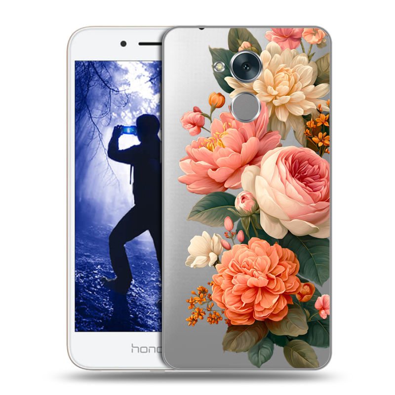Силиконовый противоударный чехол на Huawei Honor 6A с принтом цветы Силиконовый противоударный чехол на Huawei Honor 6A с принтом цветы
