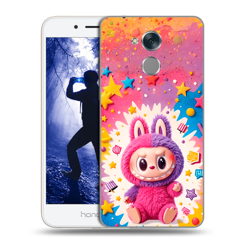 Силиконовый противоударный чехол на Huawei Honor 6A с принтом Labubu Лабубу Силиконовый противоударный чехол на Huawei Honor 6A с принтом Labubu Лабубу