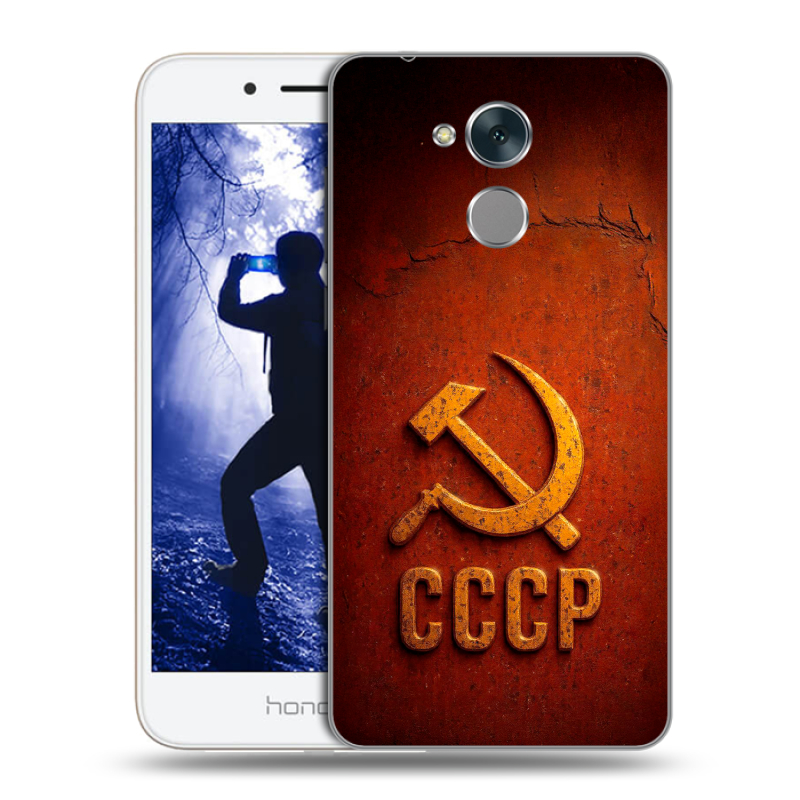 Силиконовый противоударный чехол на Huawei Honor 6A с принтом Флаг Герб СССР Силиконовый противоударный чехол на Huawei Honor 6A с принтом Флаг Герб СССР