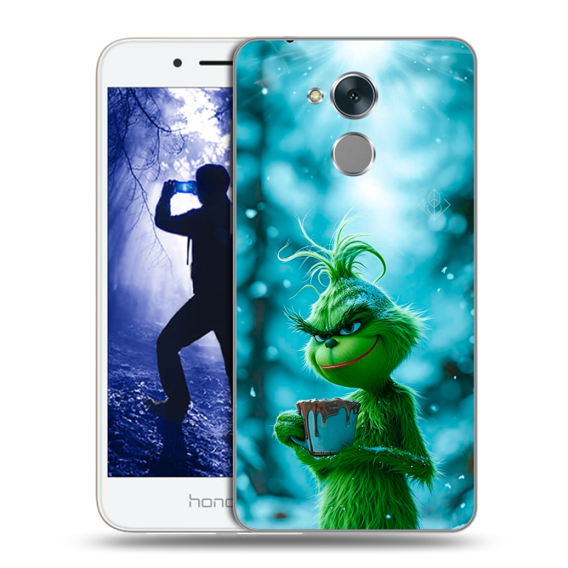 Силиконовый противоударный чехол на Huawei Honor 6A с принтом Новый год гринч Силиконовый противоударный чехол на Huawei Honor 6A с принтом Новый год гринч