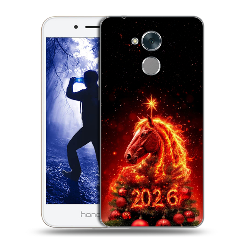Силиконовый противоударный чехол на Huawei Honor 6A с принтом Новый год Силиконовый противоударный чехол на Huawei Honor 6A с принтом Новый год