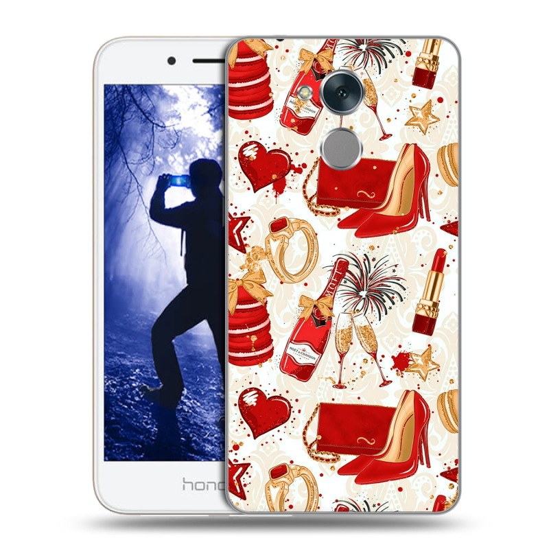 Силиконовый противоударный чехол на Huawei Honor 6A с принтом Новый год Силиконовый противоударный чехол на Huawei Honor 6A с принтом Новый год