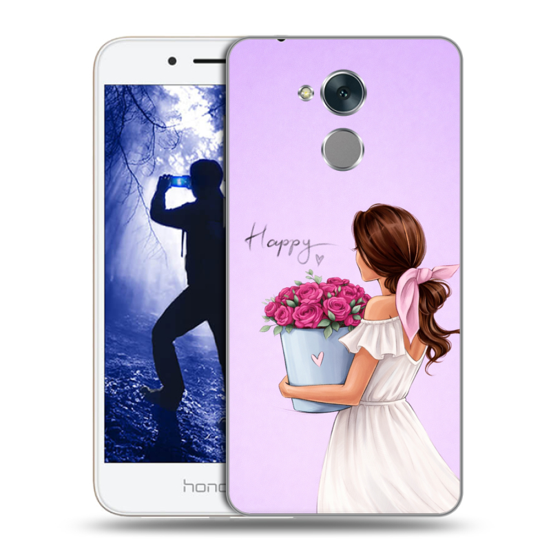 Силиконовый противоударный чехол на Huawei Honor 6A с принтом женский Силиконовый противоударный чехол на Huawei Honor 6A с принтом женский