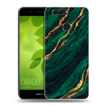 Силиконовый чехол на Huawei Nova 2 Plus с принтом Мрамор зеленое золото