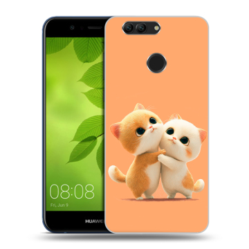 Силиконовый чехол на Huawei Nova 2 Plus с принтом Милые котики