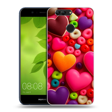 Силиконовый чехол на Huawei Nova 2 Plus с принтом Сердечки