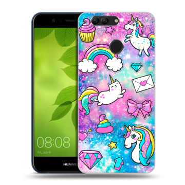Силиконовый чехол на Huawei Nova 2 Plus с принтом Единороги