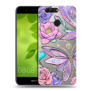 Силиконовый чехол на Huawei Nova 2 Plus с принтом Бабочки и цветы